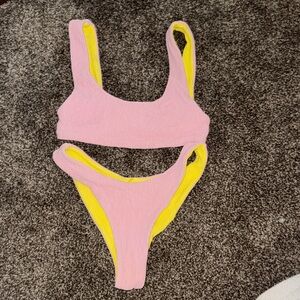 Daily Drills Pink and Yellow Bikini Set